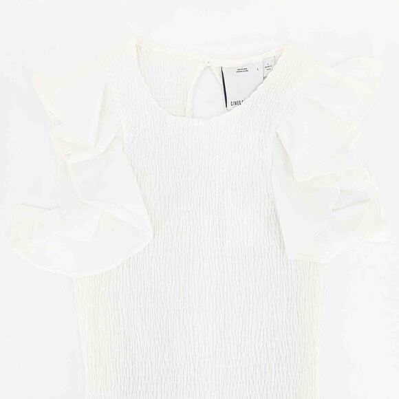 C/Meo Collective Women's Expired Sleeveless Ruffle Smocked White Dress Size 8 - Picture 3 of 10